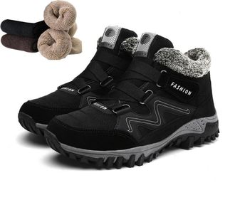 Generic Comfort Orthopedic Boots, Winter Snow Boots with Warm Fur Lined Anti-Slip Hiking Ankle Booties Walking Trekking Shoes (Black, M, Adult, Women, 7.5, Nu