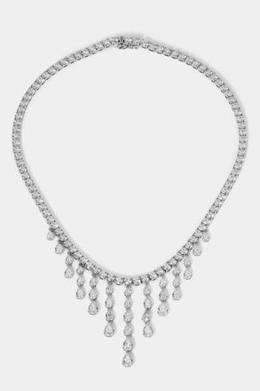 Nadri Willow CZ Drama Drops Collar Necklace in Rhodium at Nordstrom