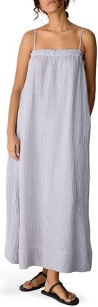 Eileen Fisher Stripe Organic Cotton Gauze Maxi Dress in Hazelwood at Nordstrom, Size Xx-Small