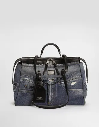 Dolce & Gabbana Vittoria Handbag In Denim Patchwork - Man Shoppers Blue Onesize