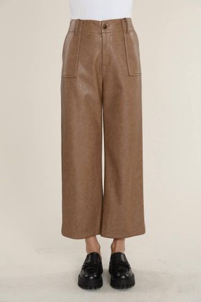Dolce Cabo Vegan Leather Wide Leg Pant In Pecan