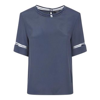 Fabiana Filippi T-Shirts, female, Blue, Size: 2XS Top in Crepe de Chine