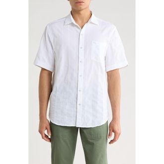 Tommy Bahama Nova Wave Short Sleeve Seersucker Button-Up Shirt in White at Nordstrom, Size Xxx-Large