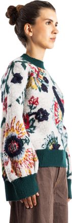 sacai Womens Pull En Maille Floral Jacquard Knit Pullover Ivoire Beige Sweater