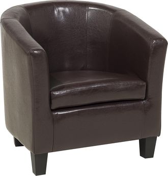 Beliani Sill&oacute;n Club Tapizado En Piel Sint&eacute;tica Marr&oacute;n Respaldo Bajo Dise&ntilde;o Retro Borwick