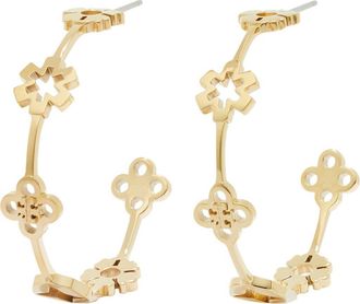 Tory Burch Forget Me Not Hoop Earrings in Tory Gold at Nordstrom
