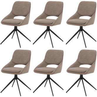 Hhg Set 6 sedie pranzo HHG 612, cucina, posizionamento automatico girevole, stoffa/tessuto boucl&eacute; (540g/m&sup2;), beige