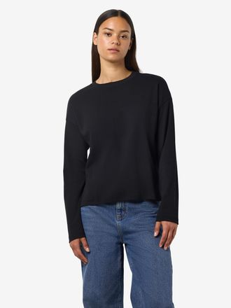 Noisy May Langarmshirt NOISY MAY NMMOCCA L/S REGULAR FIT TOP JRS FWD NOOS, Damen, Gr. XL, schwarz, Jersey, Obermaterial: 95% Baumwolle, 5% Elasthan, unifarben, 