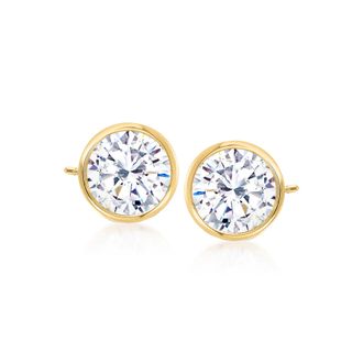 Ross-Simons Bezel-Set CZ Stud Earrings in 14kt Yellow Gold