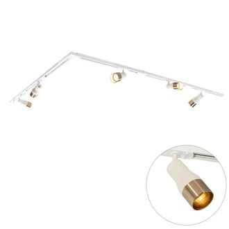 QAZQA Moderno Sistema De Iluminaci&oacute;n De Riel Moderno Con 5 Focos Beige Con Dorado Monof&aacute;sico - Iconic Kohua Acero /pl&aacute;stico Adecuado Para Led Max. 5 X 10 Wa