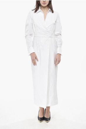 Max Mara Stretch-Poplin Wrap Shirt Dress BALZAC size 40