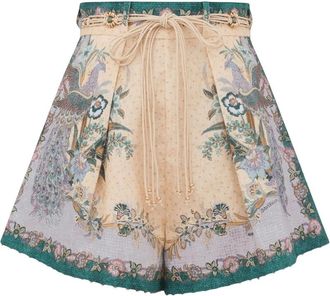 Zimmermann Indra Tuck Short - Dames - Bermuda - Veelkleurig - M - Linnen - Korte Broeken