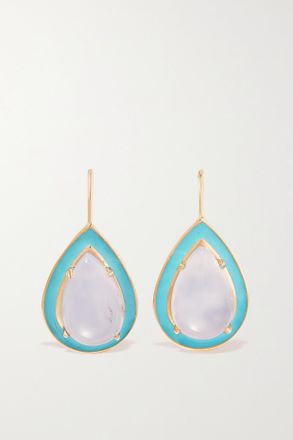 Alison Lou Orecchini In Oro 14 Carati E Smalto Con Calcedonio Cocktail