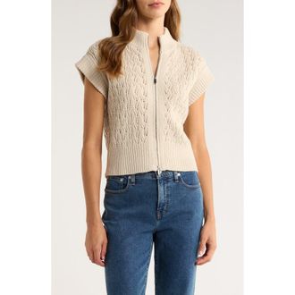 Vince Camuto Pointelle Sweater Vest in Sugar Oak at Nordstrom Rack, Size X-Large P