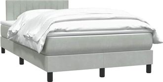 vidaXL Cama Box Spring Con Colch&oacute;n Terciopelo Gris Claro 120x210 Cm Vidaxl