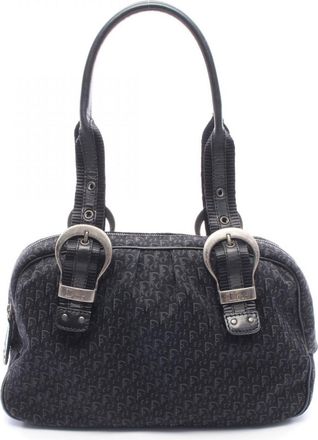Dior Black Canvas Leather Handbag Tote Bag (Pre-Owned)