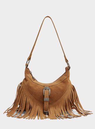 Simons Womens Small fringed faux-suede Western bag