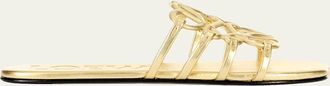 Loewe x Paulas Ibiza Petal Anagram Metallic Leather Slide Sandals