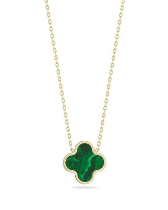 Ember Fine Jewelry 14K Malachite Clover Necklace