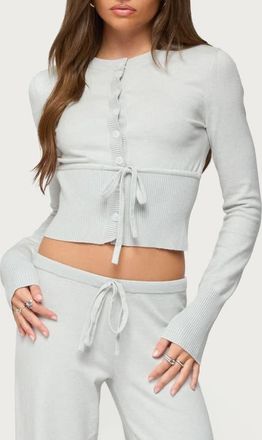 Edikted Embryn Drawstring Waist Cardigan in Light-Grey-Melange at Nordstrom, Size X-Large