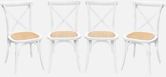 Sweeek Sweeek - Silla bistro vintage de madera, set de 4, Belleville, Blanco, 48.5x53.5x88.5 cm
