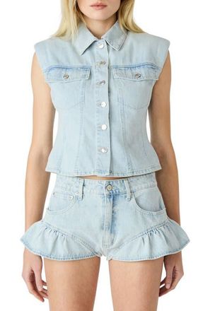 Steve Madden Cassady Crop Denim Vest in Sulphur Spring at Nordstrom, Size X-Small