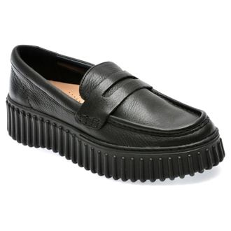 Clarks Torhill Penny Leather Womens Slip On Shoes - Black - Size:UK 6.5