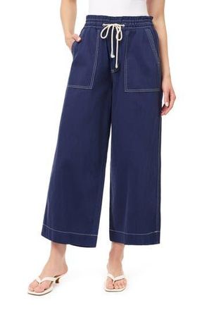 Kensie Trapunto Stitched Pocket Crop Wide Leg Pants in Naval Academy at Nordstrom Rack, Size Small
