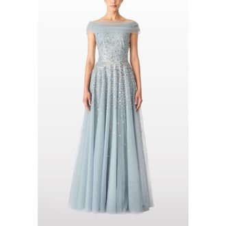 Jenny Packham Bee Gown in Steel Blue at Nordstrom, Size 10 Uk