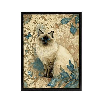 Artery8 Ragdoll Cat Modern Art Nouveau Framed Canvas Wall Art Print | Size: W24 x H32
