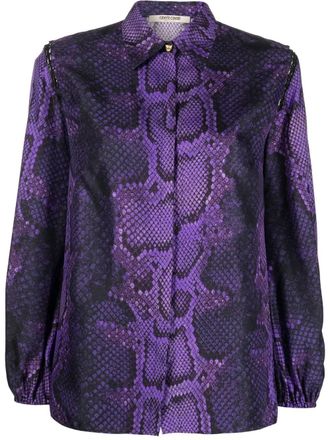 Roberto Cavalli snake-print silk shirt - women - Silk - 40 - Purple