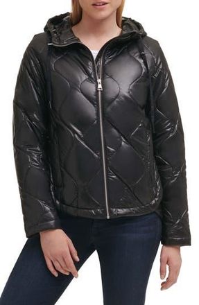 Karl Lagerfeld Water-Resistant Hooded Quilted Jacket in Black at Nordstrom Rack, Size X-Small