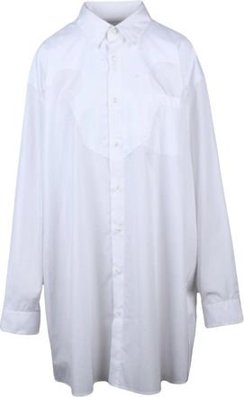 Maison Margiela Long Oversized White Cotton Shirt With Classic Collar And Button-Down Front