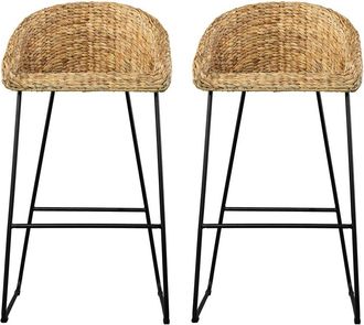 SEI Furniture Sei Furniture Set Of 2 Landrine Water Hyacinth Bar Stools