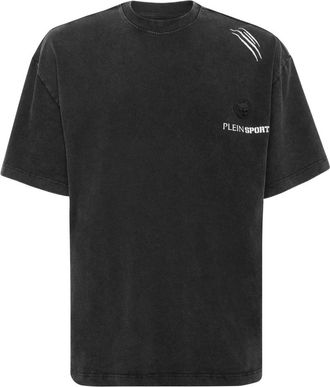 Plein Sport T-Shirt Ronde Hals - Heren - Sportshirts - Zwart - S - Katoen - Fitness
