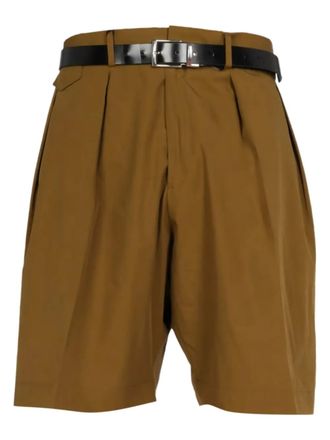 Paul Smith belted-pleated shorts - men - Organic Cotton - 36 - Brown