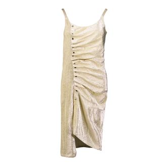 Paco Rabanne Party Dresses, female, Yellow, S, Draped Lurex Dress Metallic Gold