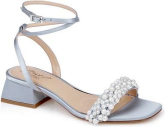 Badgley Mischka Payton Ankle Strap Sandal in Mist Blue Satin at Nordstrom, Size 5.5