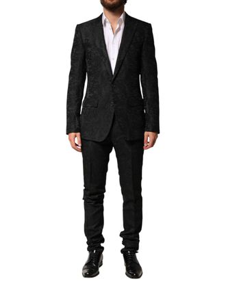 Dolce & Gabbana Black Brocade Single Breasted 2 Piece Mens Suit