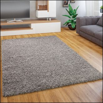 Paco Home Alfombra Salon De Habitacion Pelo Largo Felpa Lisa Moderna Suave 120x170 Cm, Gris - Paco Home