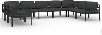 vidaXL Set Muebles De Jard&iacute;n 9 Pzas Y Cojines Aluminio Gris Antracita Vidaxl