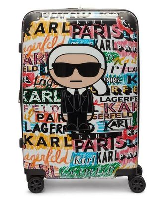 Karl Lagerfeld Logo Explosion Upright Suitcase in Multi Color at Nordstrom, Size Large
