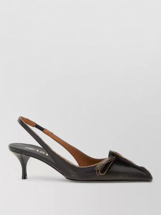 Prada leather slingback pumps bow kitten heel