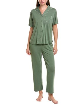 Flora Nikrooz Flora By Flora Nikrooz 2Pc Solid Knit Notch Collar Pajama Set