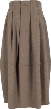 Antonelli Voluminous High-Waisted Structured Pleated Midi Skirt