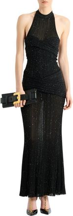 Balmain Long Fl&eacute;chage knit dress in Black at Nordstrom, Size 34
