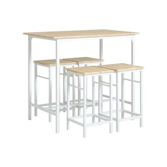 SoBuy Juego de mesa y 4 taburetes mdf blanco