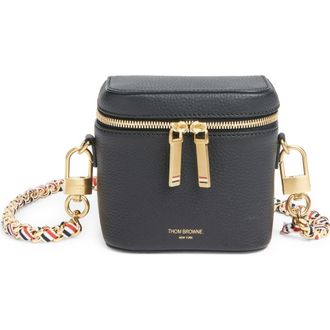 Thom Browne Box Leather Crossbody Pouch in Black at Nordstrom