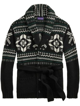 Ralph Lauren Purple Label intarsia-knit cardigan - men - Cashmere - L - Black