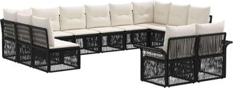vidaXL Conjunto De Sof&aacute;s De Jard&iacute;n 12 Uds. Negro Rat&aacute;n Sint&eacute;tico Vidaxl